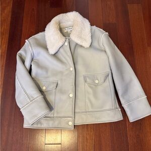 Miss Selfridge Cream Faux Shearling Lined Jacket